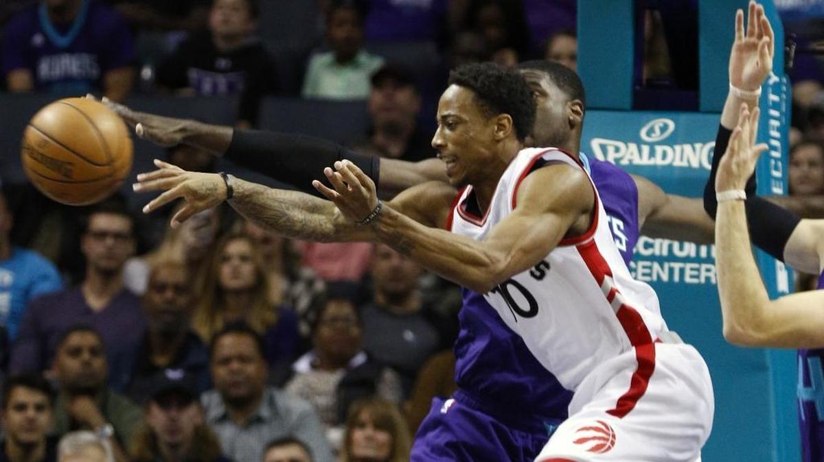 Toronto Raptors guard DeMar DeRozan scored 10 of his 34 points in that decisive final period as the Raptors rallied to beat the Charlotte Hornets 113-111 at Spectrum Center on Friday.