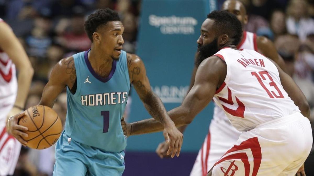 Charlotte Hornets rookie Malik Monk (left) has a knack for scoring, but his defense has limited his minutes, particularly lately. Monk and fellow rookie Dwayne Bacon went to Greensboro Tuesday for a game with the G-League Swarm.