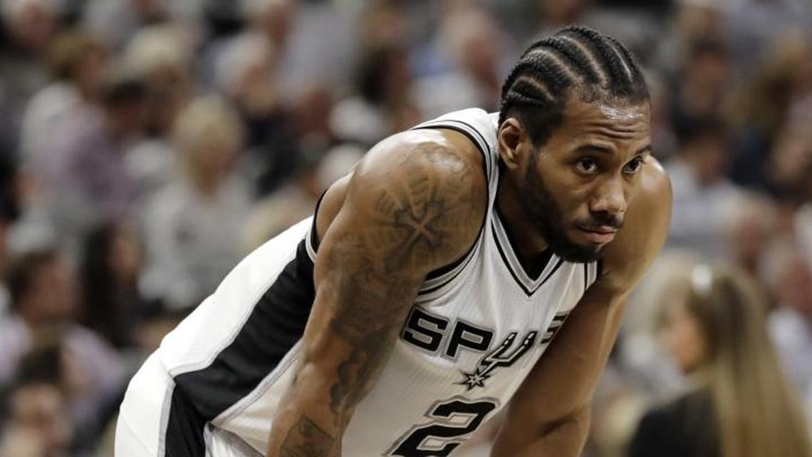 San Antonio Spurs star Kawhi Leonard has been out this season with a quad injury. The Spurs play a home game Thursday against the NBA champion Golden State Warriors.