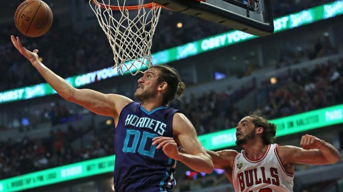 The Hornets are taking a hit right now, playing without both Al Jefferson and Michael Kidd-Gilchrist. Saturday demonstrated that they can only absorb those losses collectively: A little more from Marvin Williams, some steady minutes from Spencer Hawes, above, and a smattering of Tyler Hansbrough.