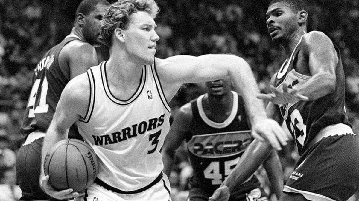Former NBA player Tom Tolbert (3) played with a number of teams, including the Golden State Warriors and the Charlotte Hornets’ original team in 1988-89. He’s back at work as a radio personality after a serious heart scare.