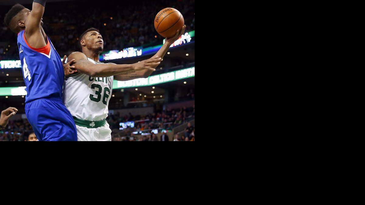 
Rookie Marcus Smart (36) became the Boston Celtics’ starter at point guard when the team traded Rajon Rondo to the Dallas Mavericks. He is averaging 7.4 points and 3.0 rebounds per game.
