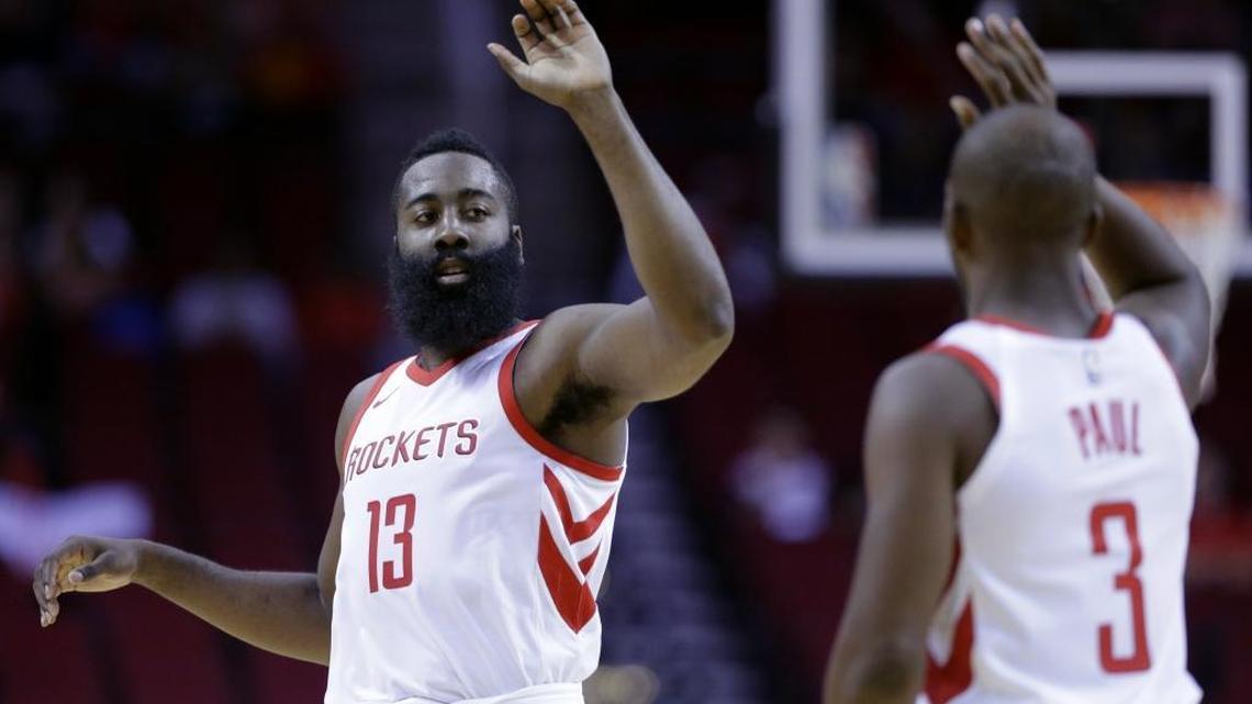 New teammate Chris Paul (3) could make Houston Rockets star James Harden (13) even better this season.