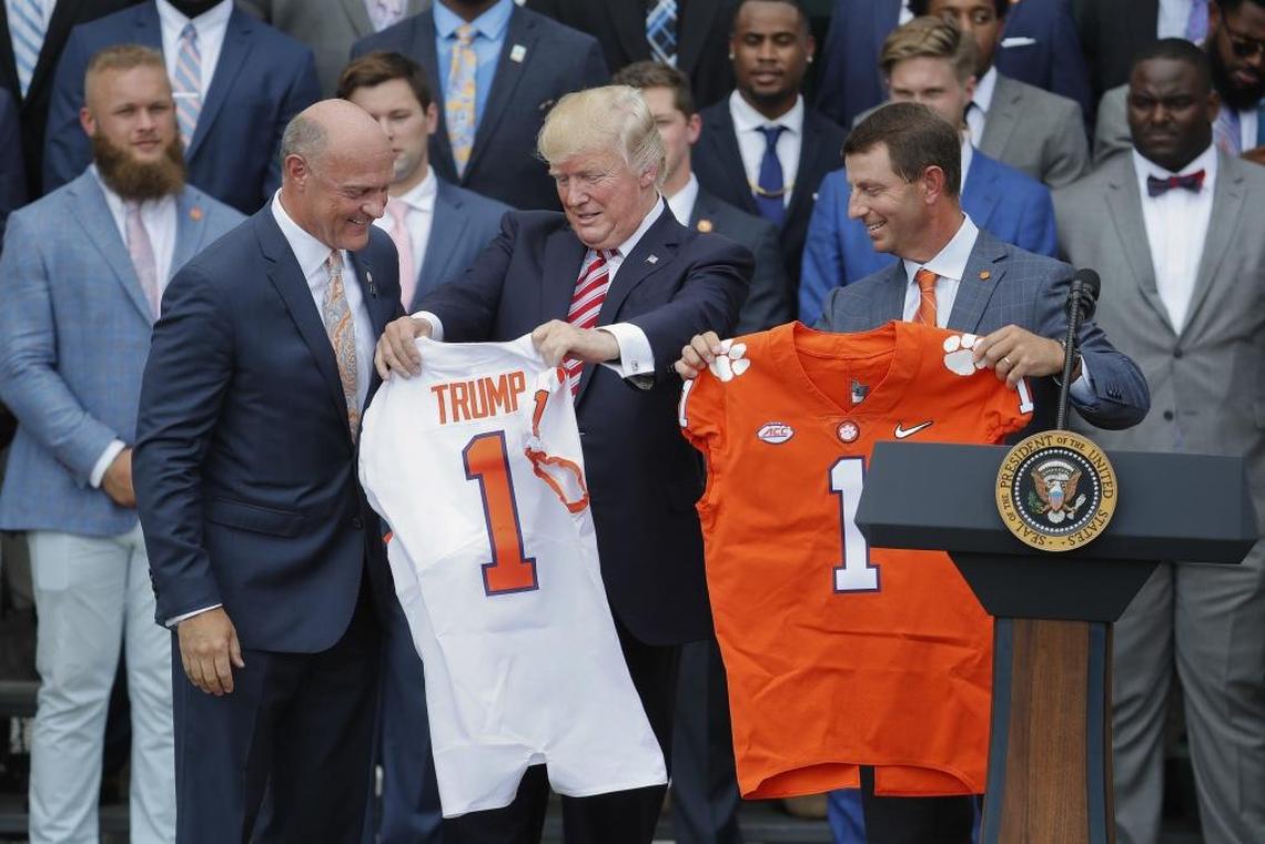 Clemson’s championship football team carried on the tradition of celebrating with a White House visit Monday, at the invitation of President Donald Trump.