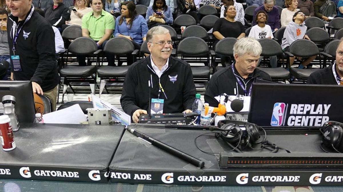 Richard Ward, center, became an NBA clock operator in 1990 for the original Charlotte Hornets. He has since worked more than 1,000 games during the regular season and playoffs. Ward also has done 12 games in the NBA Finals and games at the Olympics in Atlanta in 1996.