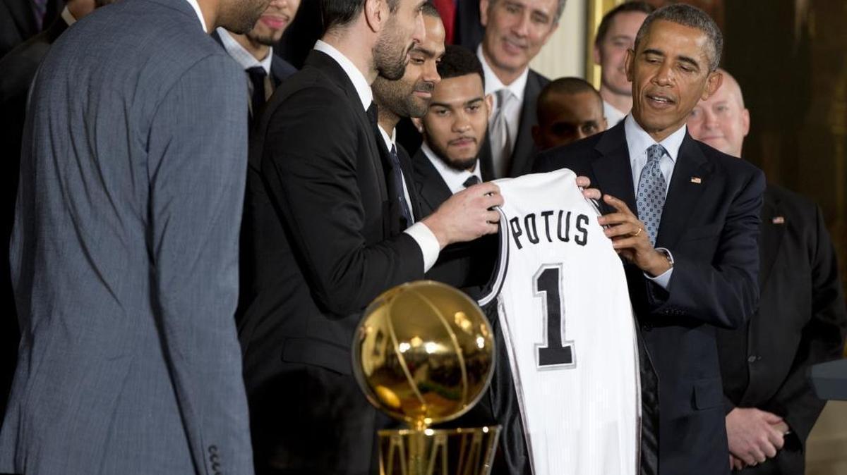 Celebrating NBA championships -- like this one at the White House in 2014 -- has become the expectation for the San Antonio Spurs.