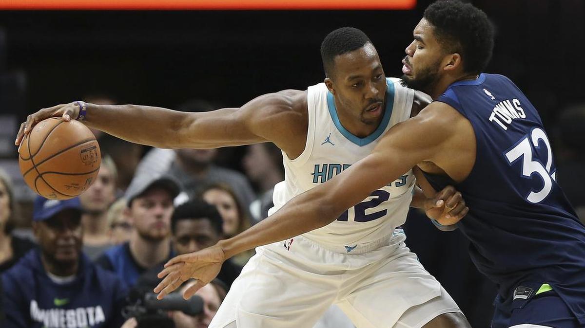 Charlotte Hornets center Dwight Howard (12) has a right foot sprain. He is expected to play versus the New York Knicks Tuesday night, but could be limited by the injury.