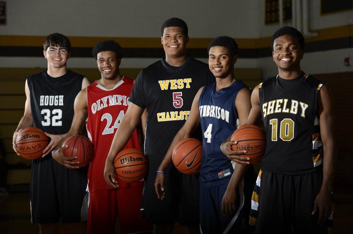 In high school in 2013, former Shelby High star Gabe DeVoe (right) was a member of the All-Observer boys’ basketball team, joining other future college players in Hough’s Luke Maye (North Carolina), Olympic’s B.J. Gladden (Georgia Southern), West Charlotte’s Kennedy Meeks (North Carolina) and future Clemson teammate Shelton Mitchell.