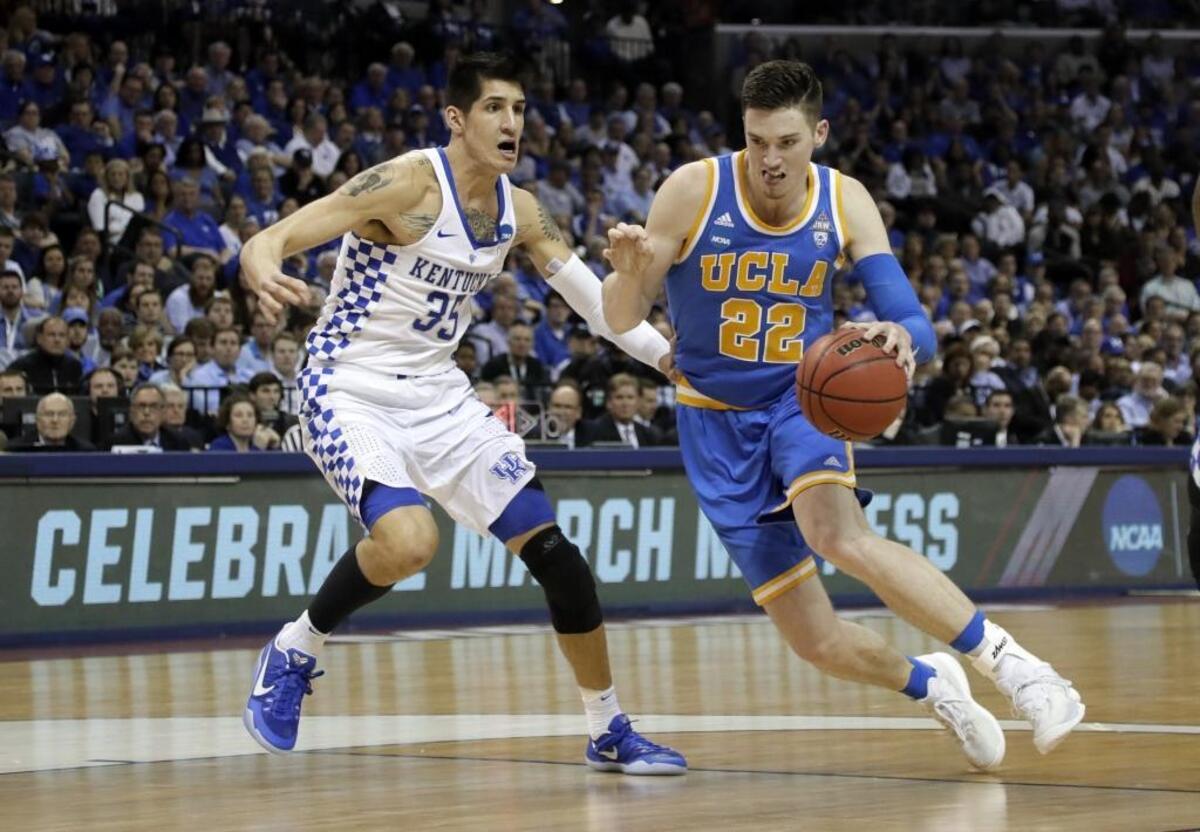 The son of a former Israeli pro player, UCLA forward TJ Leaf, right, is a versatile scorer-shooter