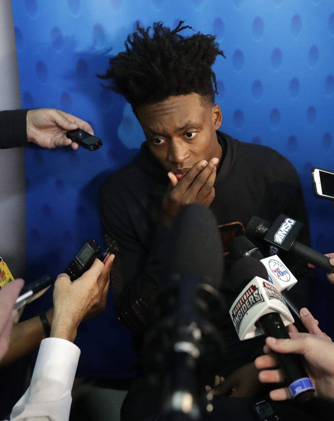 Collin Sexton, from Alabama, participates in the NBA draft basketball combine Thursday, May 17, 2018, in Chicago. (AP Photo/Charles Rex Arbogast)