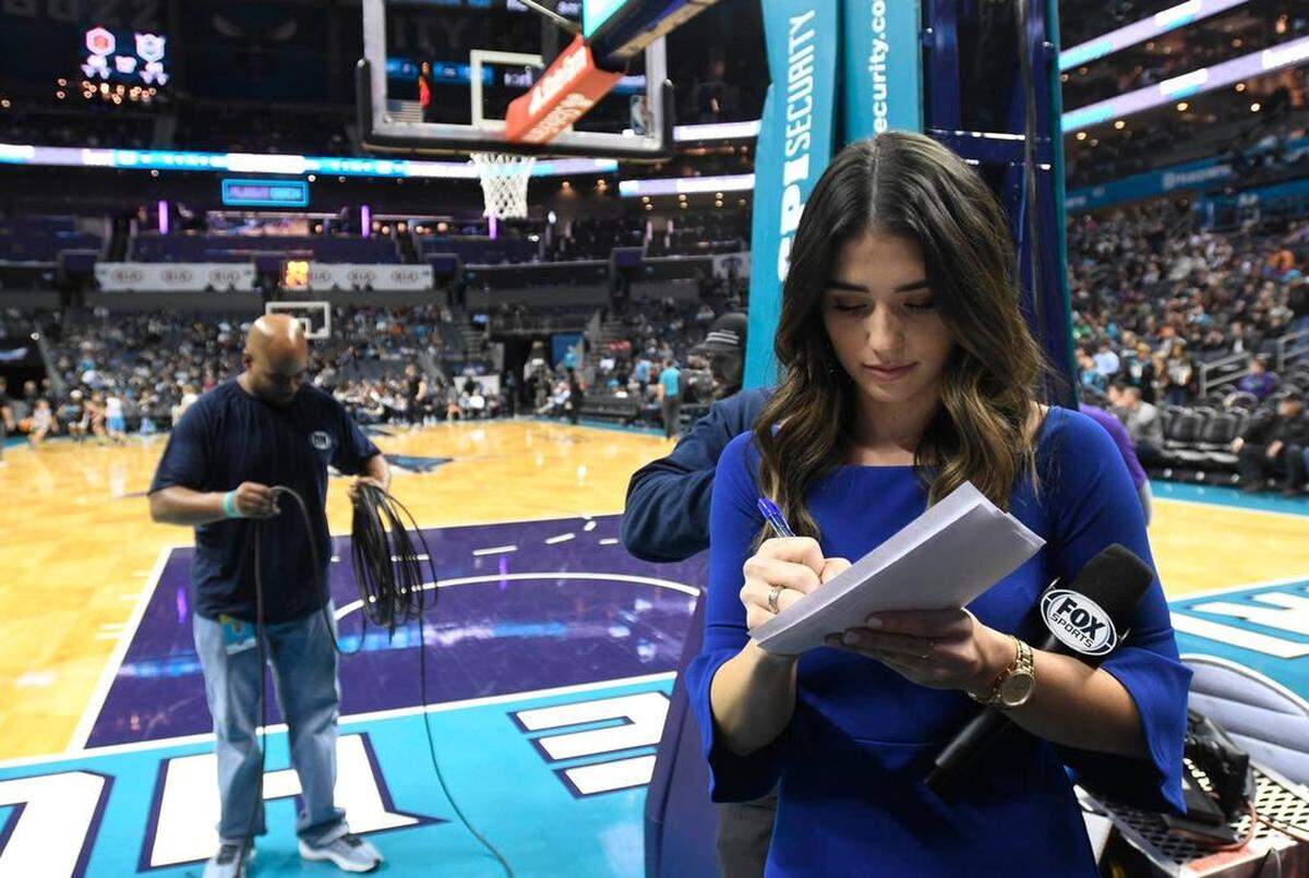 Ashley ShahAhmadi says when she was called into her boss’s office earlier this month and assigned to the sideline reporting role, “At first, I honestly thought they were just gonna ask me how Charlotte was, or how I was enjoying it, or just talk to me about the season thus far. No idea that that was what they were gonna say. So when they did, I know they could see on my face I was like, ‘Wait, what? Are you serious?’ Because I don’t think anyone really expected Stephanie to leave.”
