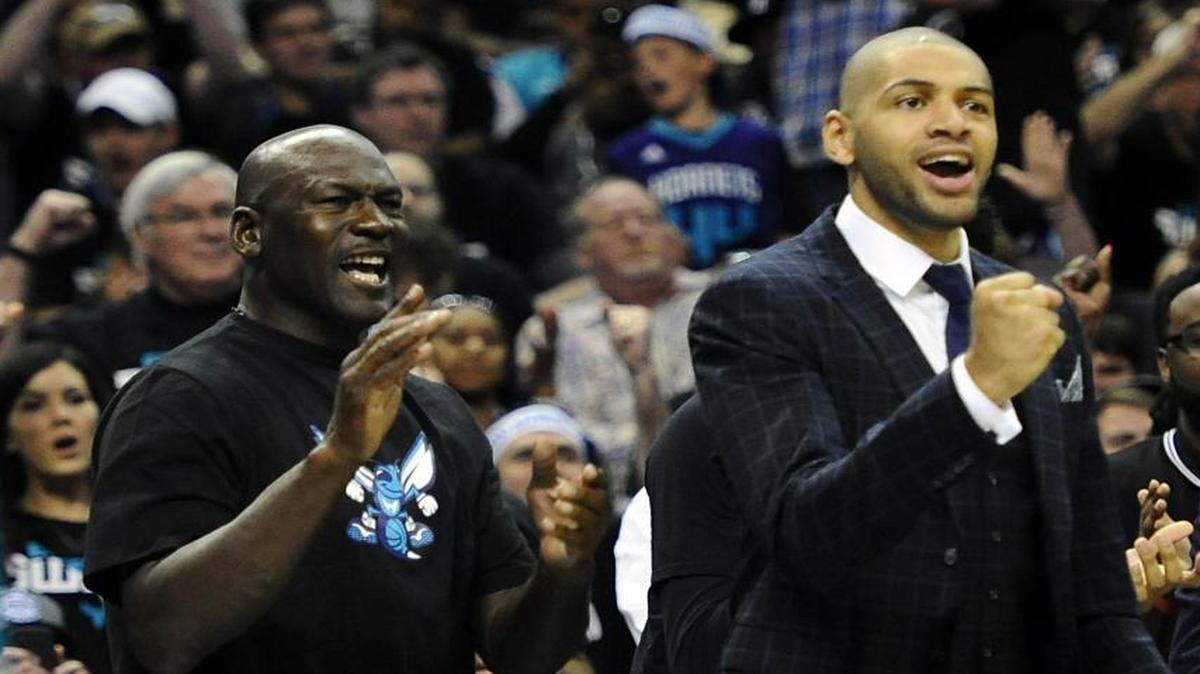 As free agency approaches, Nic Batum (right) figures to be the most expensive Hornets player since Michael Jordan (left) bought the franchise in 2010.
