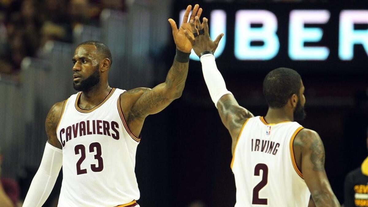 LeBron James (23) and Kyrie Irving (2) were teammates with the Cleveland Cavaliers. Now they’re rivals, with Irving requesting a trade and moving on to the Boston Celtics.
