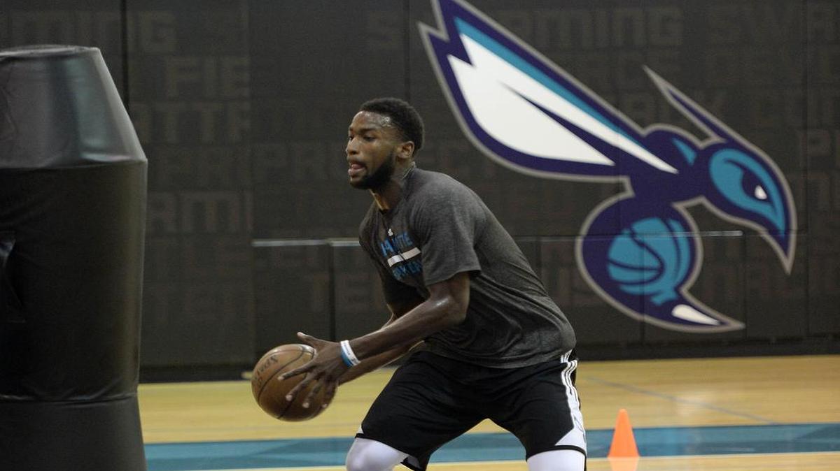 
Charlotte Hornets small forward Michael Kidd-Gilchrist works out after the team's summer-league practice Wednesday. Kidd-Gilchrist is recovering from a left ankle sprain that cost him 12 games last season.
