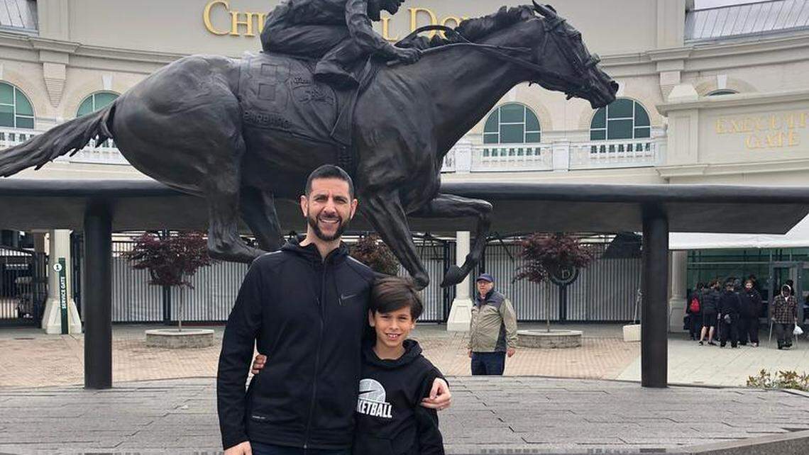 James and Zac Borrego during their father-son trip to Louisville, Ky., last April.