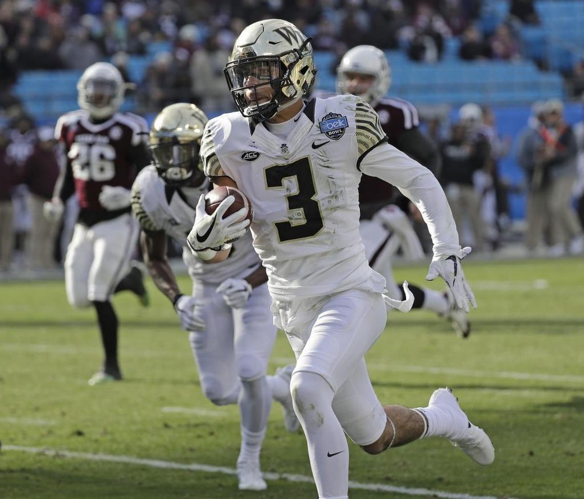 Wake Forest cornerback Jessie Bates III (3) is gaining steam in the conversation for the Carolina Panthers' first pick in the 2018 NFL draft.