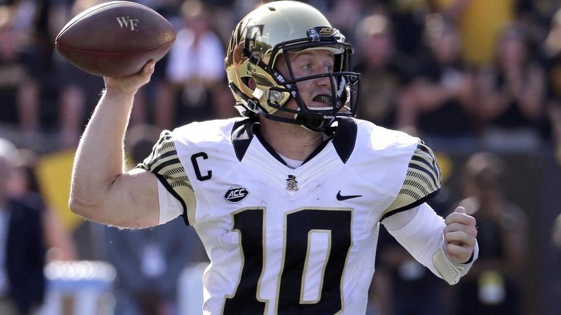 Wake Forest senior quarterback John Wolford has 8,394 career passing yards, the third-highest total in school history.
