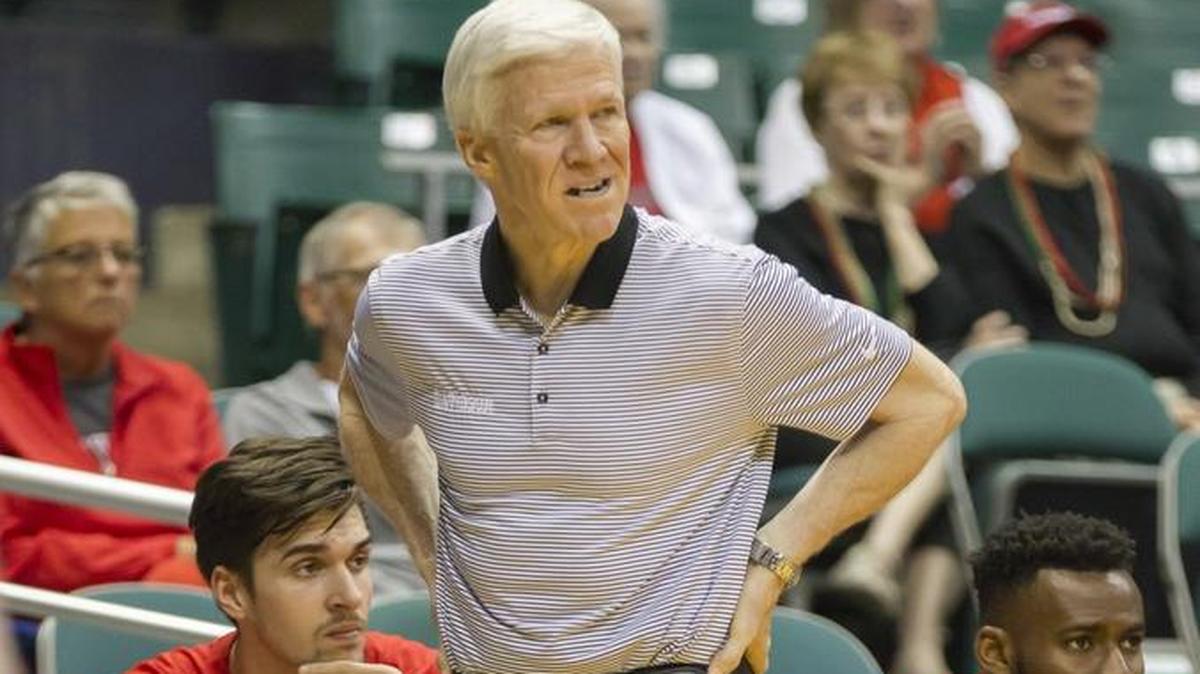 Davidson men’s basketball coach Bob McKillop prowls the sideline during Monday’s game against Akron in the Diamond Head Classic in Honolulu.