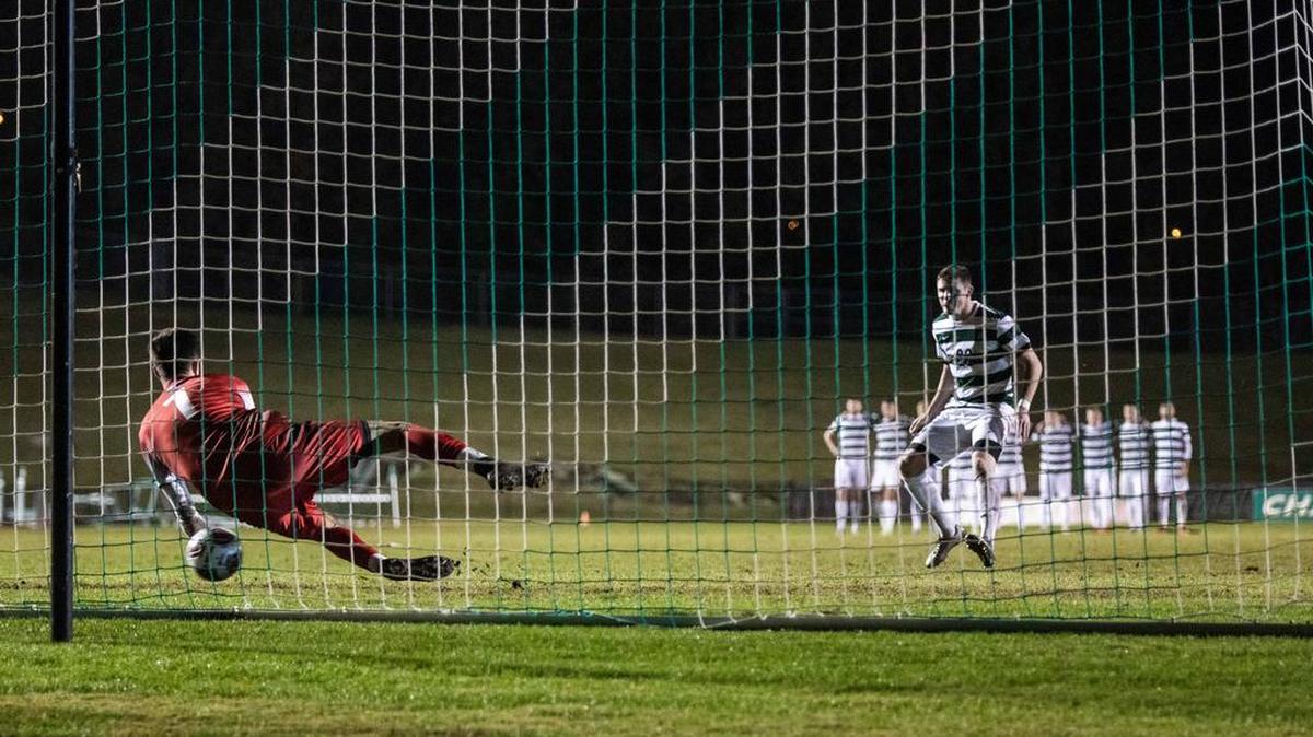 Charlotte’s Tommy Madden scores the 49ers’ final penalty kick against Georgia State Thursday night.