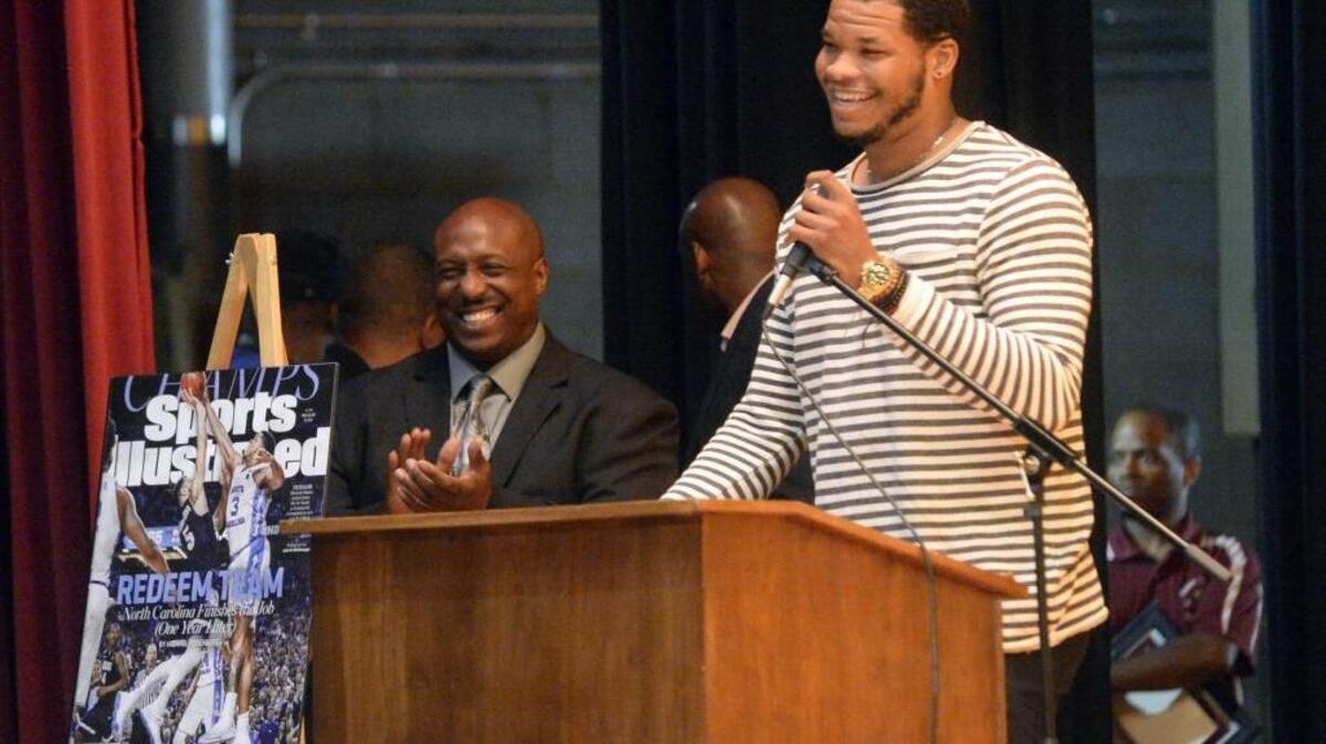 Former North Carolina basketball star Kennedy Meeks on Thursday told an audience at West Charlotte High that he was proud of his Charlotte roots. The high school was host to “Kennedy Meeks Day.”