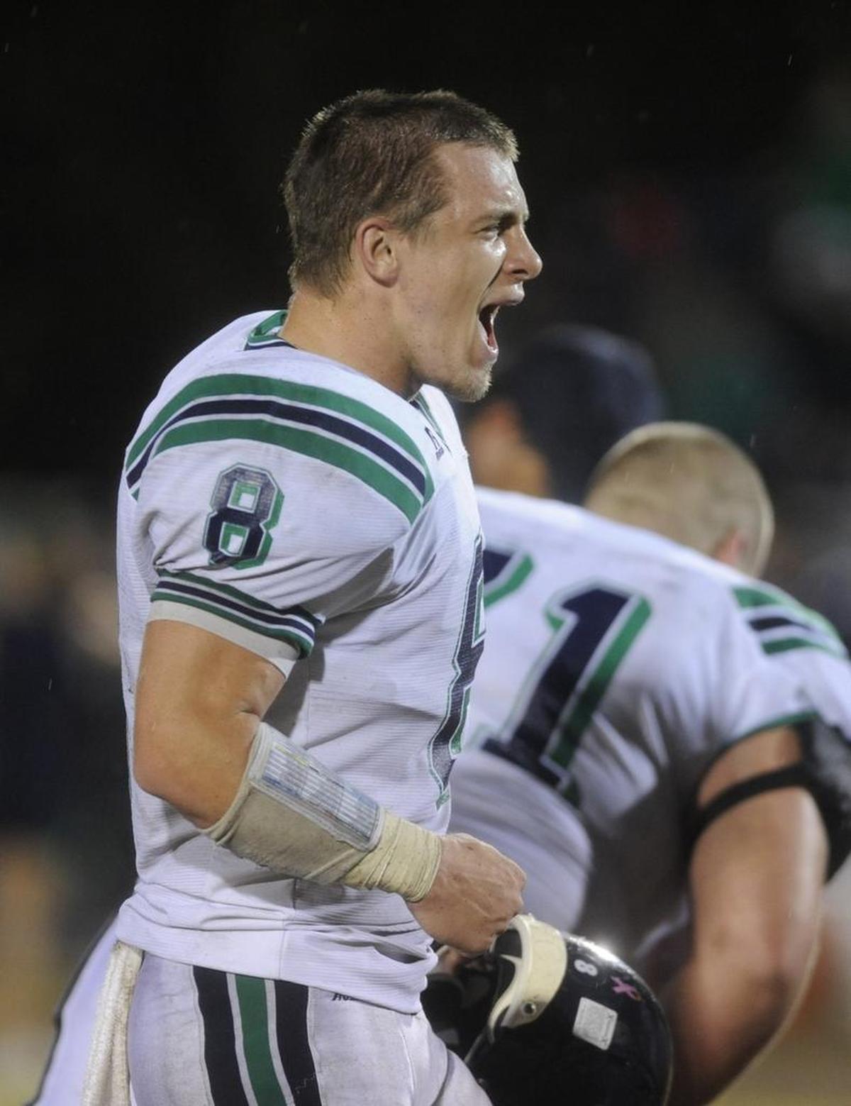 At Raleigh’s Leesville Road High, the coaches knew they had something special in Braxton Berrios (8).