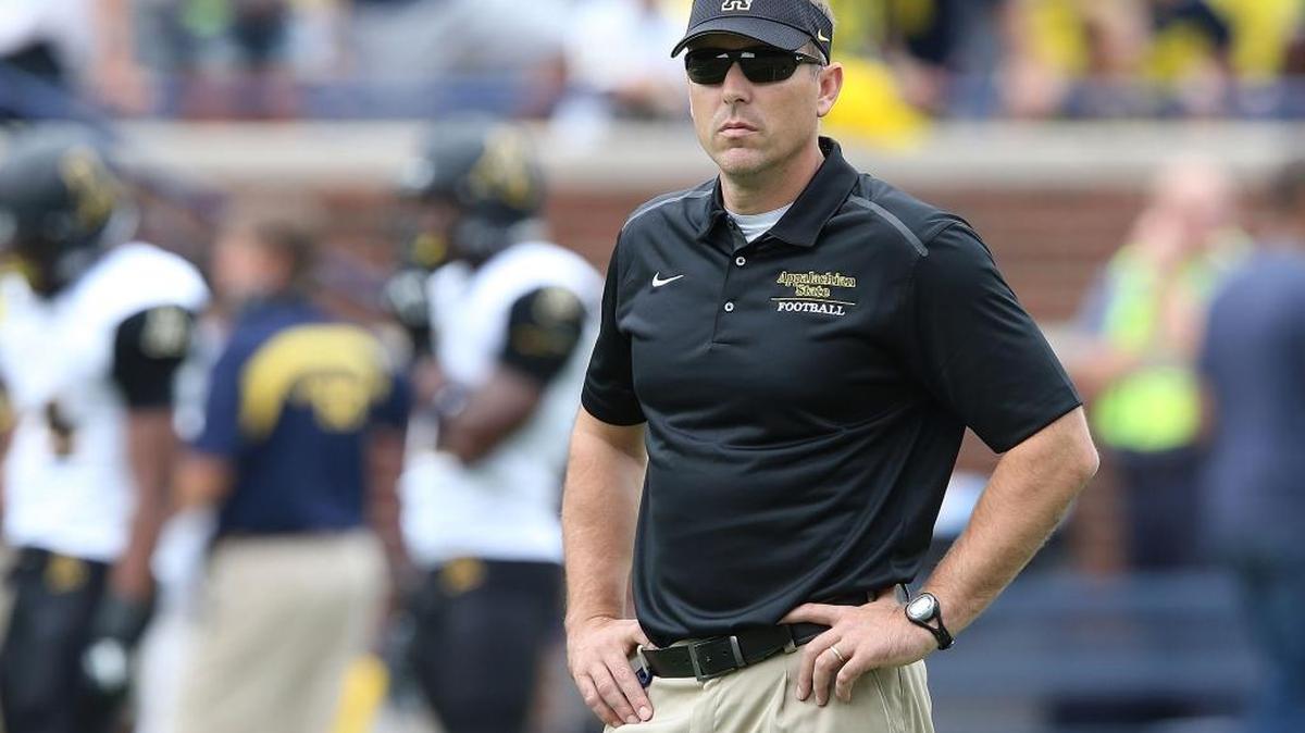 The Appalachian State Mountaineers head football coach Scott Satterfield watches the action during the second half of the game against the Michigan Wolverines on Aug. 30, 2014 in Ann Arbor, Mich. The Wolverines defeated the Mountaineers 52-14.