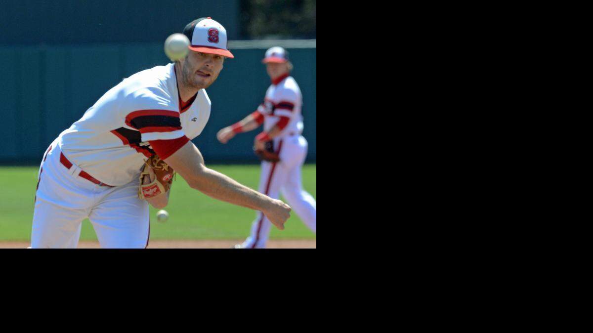 
N.C. State pitcher Johnny Piedmonte delivers during the Wolfpack’s ACC game against Pittsburgh at Doak Field on March 29. Piedmonte, a redshirt sophomore, has overcome injuries – including Tommy John surgery his senior year at Hough High – that have cost him time on the mound the past three years. 
