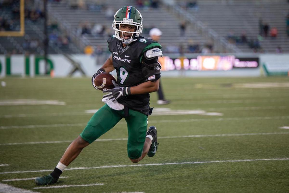 Charlotte 49ers receiver Victor Tucker had four catches and 115 yards receiving in Saturday’s 42-35 loss to Florida International at Richardson Stadium on Saturday.