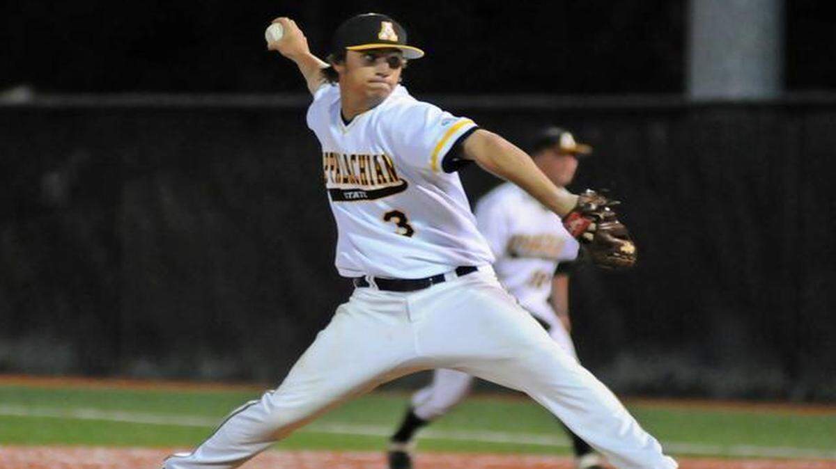 
Appalachian State senior pitcher Taylor Thurber, a Lake Norman High graduate, delivers a pitch during his freshman season with the Mountaineers in 2012. 
