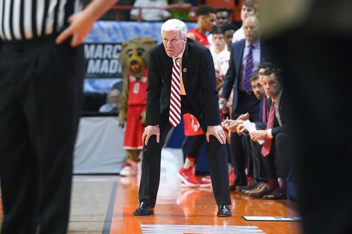 Davidson coach Bob McKillop watches his Wildcats late in the first half of Thursday’s NCAA men’s basketball tournament game in Boise, Idaho.