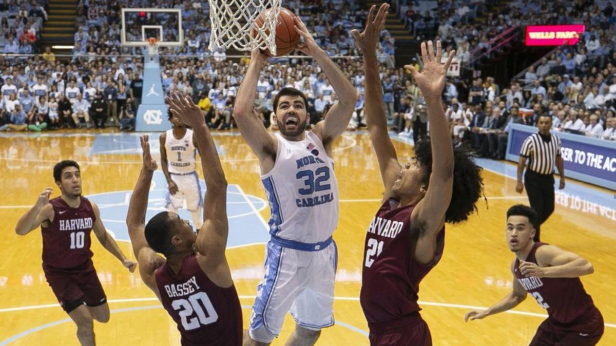 North Carolina forward Luke Maye (32), the former Hough High standout, leads the ACC in rebounding. Maye and the Tar Heels will visit Pittsburgh in their conference opener on Saturday.