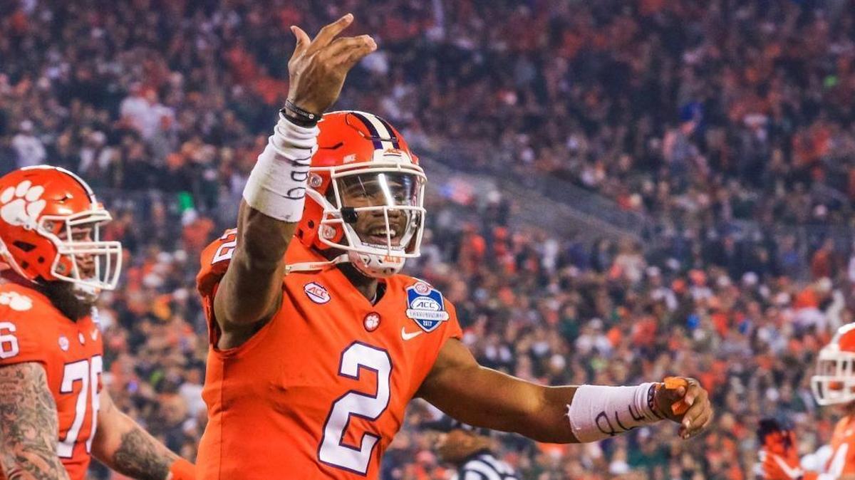 Clemson Tiger quarterback Kelly Bryant celebrates a touchdown in the first half of Saturday’s ACC Championship Game in Saturday. Clemson beat Miami 38-3.