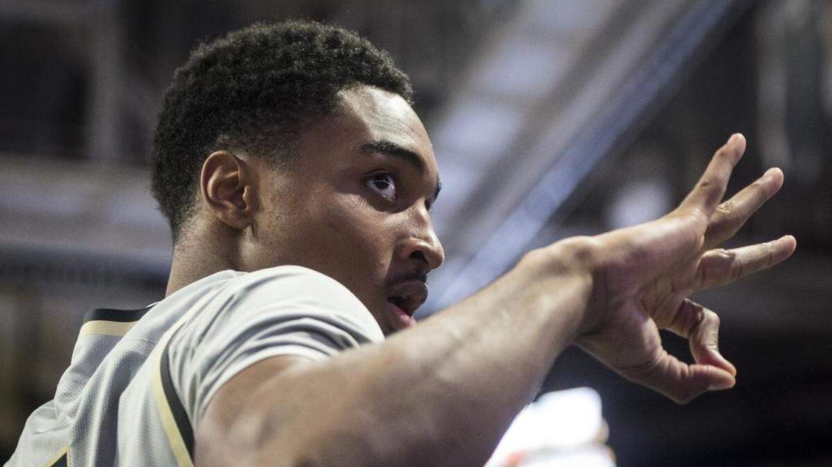 Wake Forest guard Brandon Childress celebrates after scoring a basket against Army during an NCAA college basketball game Friday, Dec. 8, 2017, in Winston-Salem.