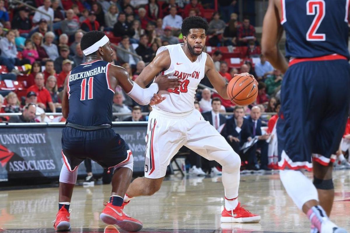 Richmond’s De’Monte Buckingham (11) of Davidson's KiShawn Pritchett (20) late in the first half of Sunday’s A-10 basketball game at Belk Arena. Davidson lost 66-63.