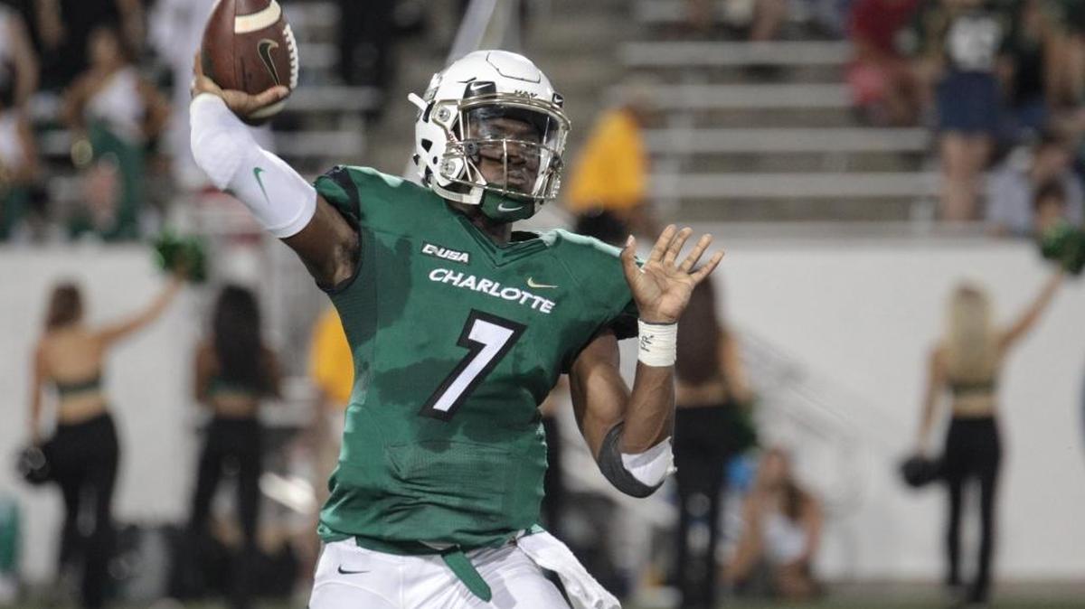 Charlotte quarterback Hasaan Klugh ran for three touchdowns and passed for a fourth to spark the 49ers (0-5, 0-2) to a 26-7 lead with 2:51 left in the first half.