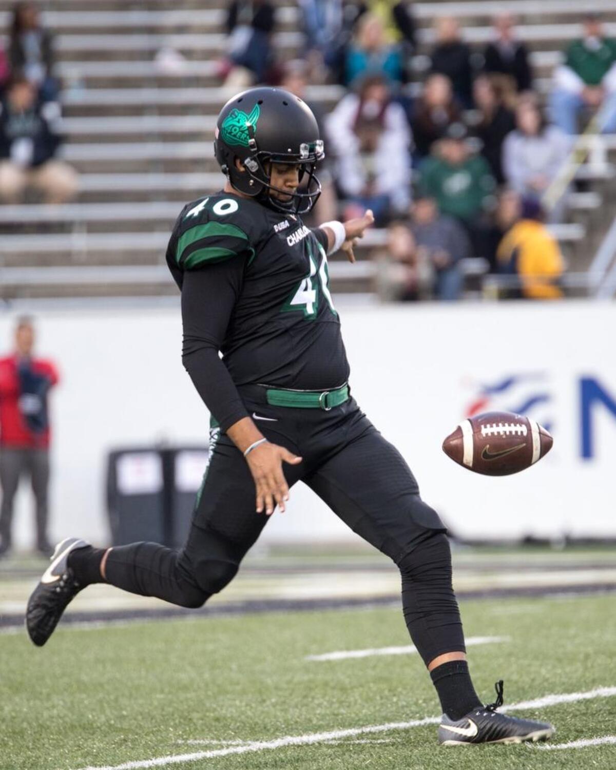 Charlotte senior Arthur Hart led Conference USA this season with a school-record 21 punts of 50-plus yards. He was one of 13 Charlotte seniors honored before Saturday’s game against Florida Atlantic.