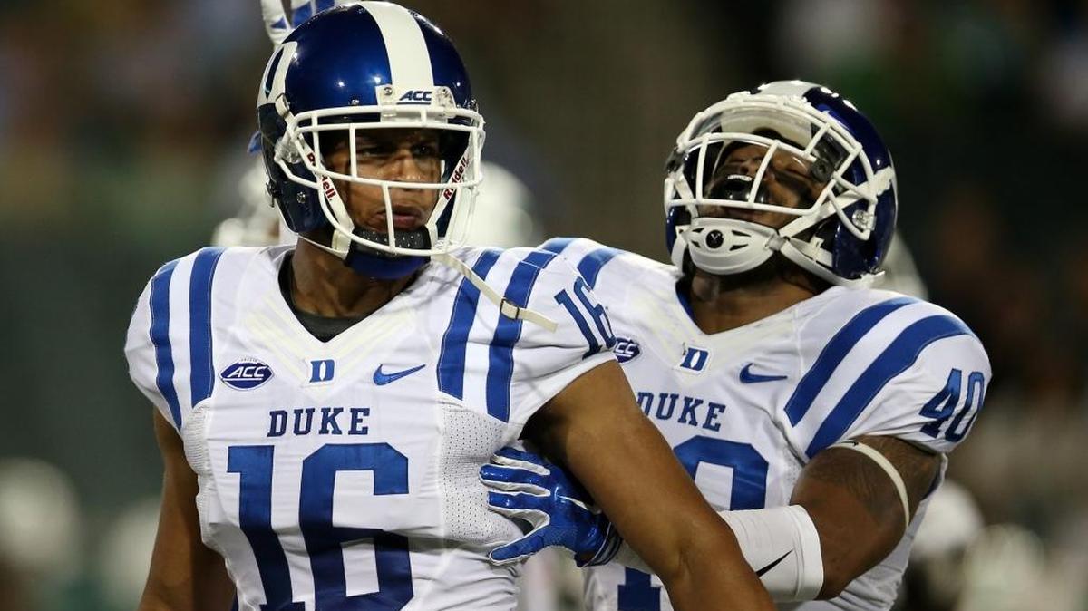 
Duke’s Jeremy Cash (16) and Dwayne Norman (40) react after a play against the Tulane Green Wave at Yulman Stadium on Thursday in New Orleans.
