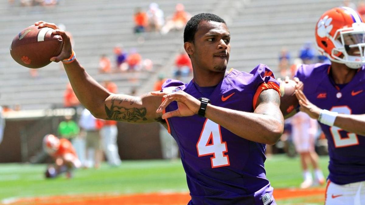 
Clemson sophomore quarterback Deshaun Watson (4) is drawing notice as a Heisman Trophy candidate.
