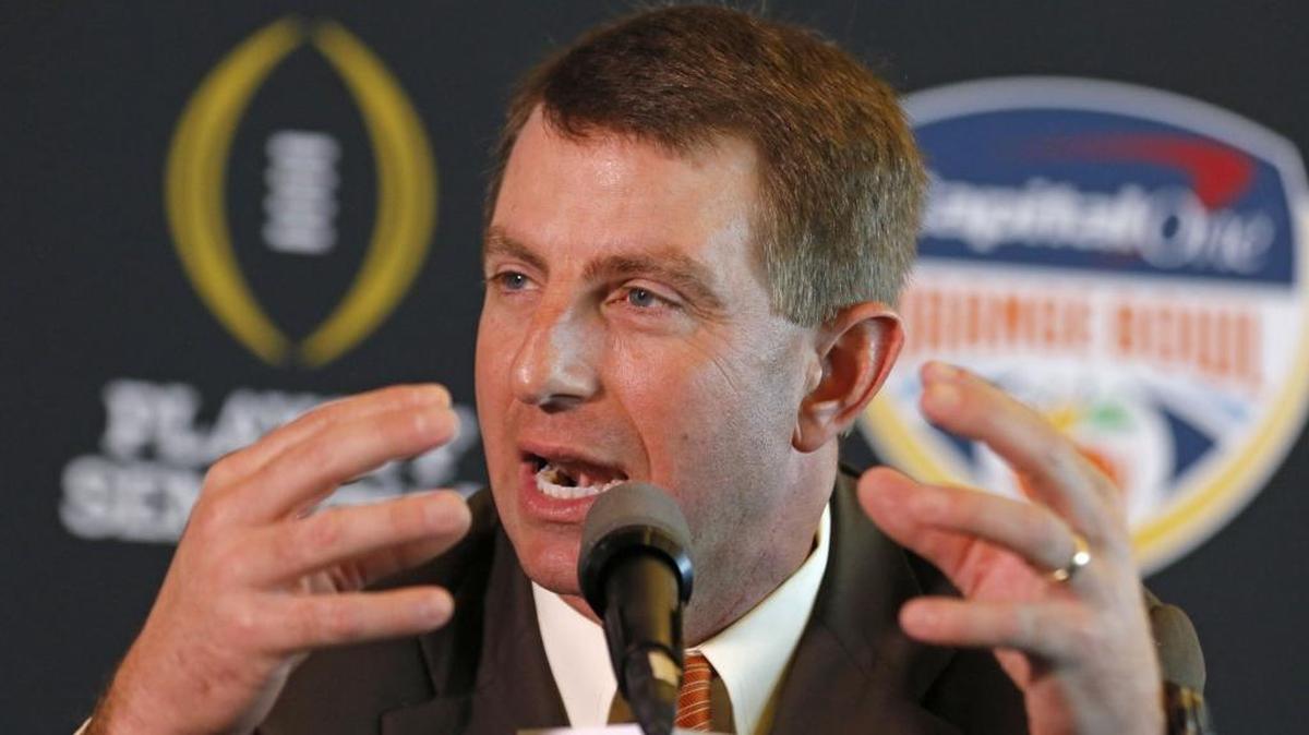 Clemson football coach Dabo Swinney suspended three players from Thursday’s Orange Bowl game against Oklahoma, reportedly for failing drug test.