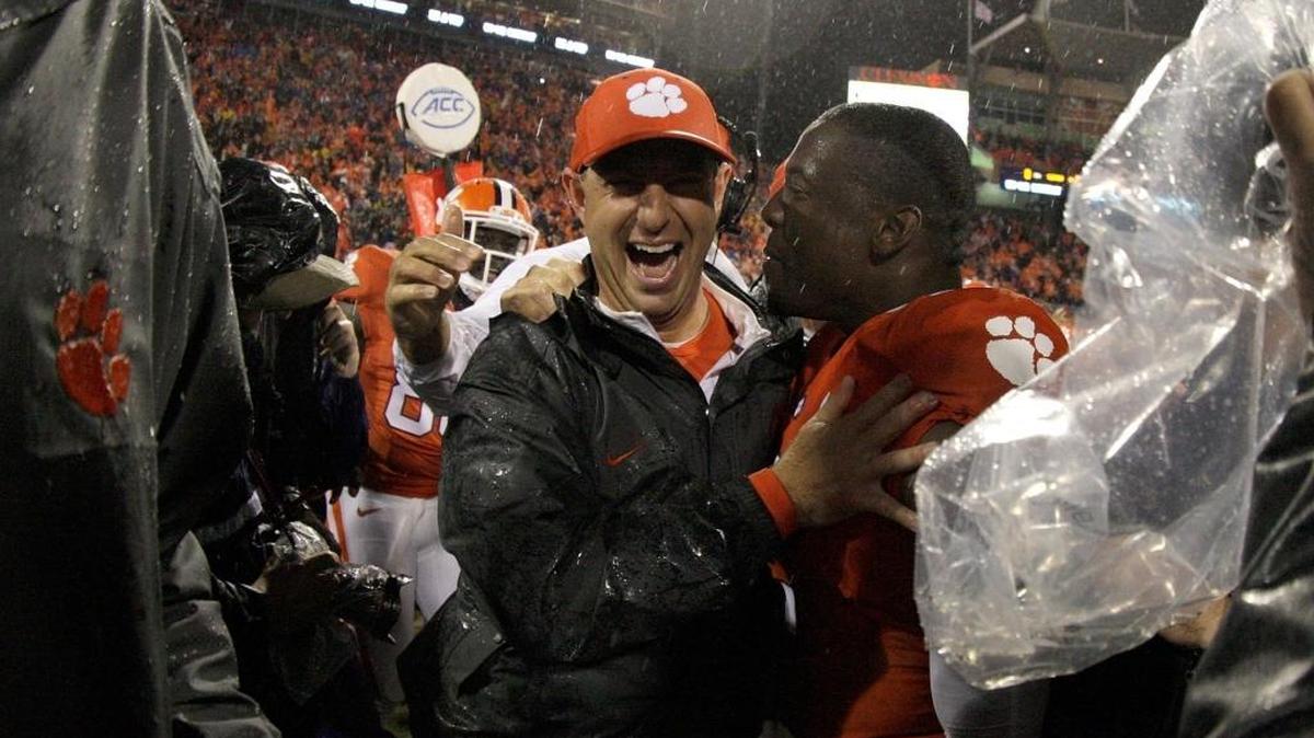 
Clemson coach Dabo Swinney, center, says beating teams such as Notre Dame is no longer a hope, it’s an expectation.
