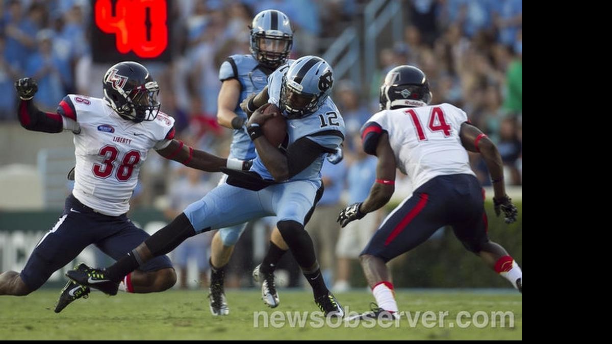 
UNC quarterback Marquise Williams last season produced good numbers despite a lack of consistent pass protection.
