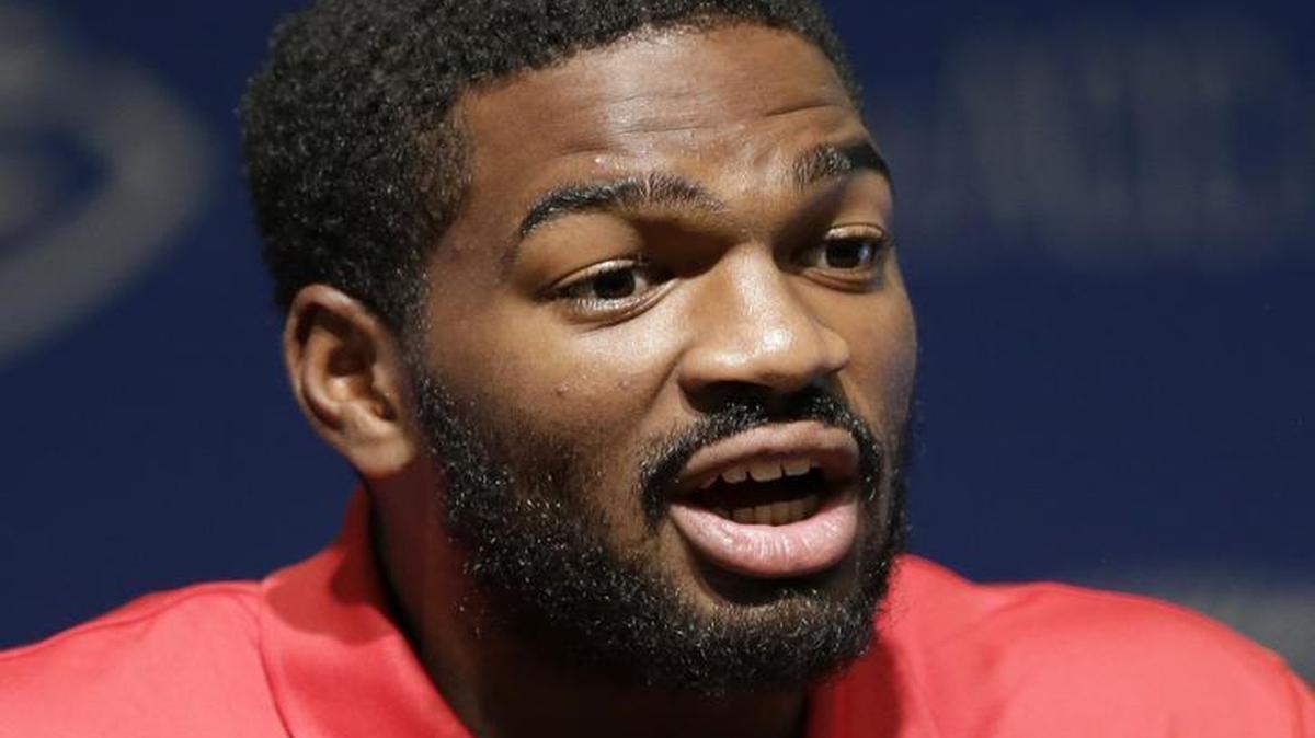 
North Carolina State's Jacoby Brissett responds to questions during the ACC NCAA football kickoff in Pinehurst, Monday, July 20, 2015.
