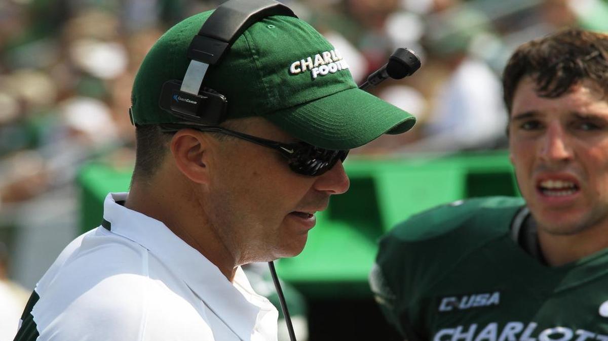
Phil Ratliff, the offensive line coach for the Charlotte 49ers, died Sunday, Aug. 9, 2015.
