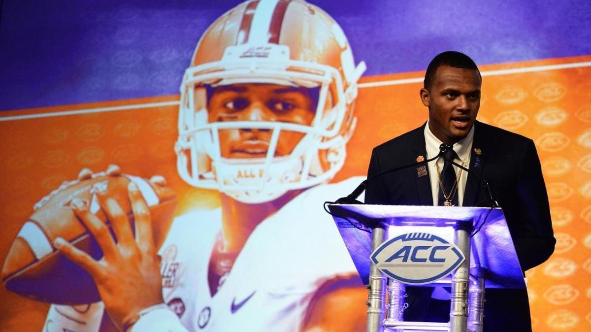 Clemson quarterback Deshaun Watson, who spoke Friday at ACC Football Kickoff in Charlotte, said he enjoys a “very close” relationship with Carolina Panthers star Cam Newton.