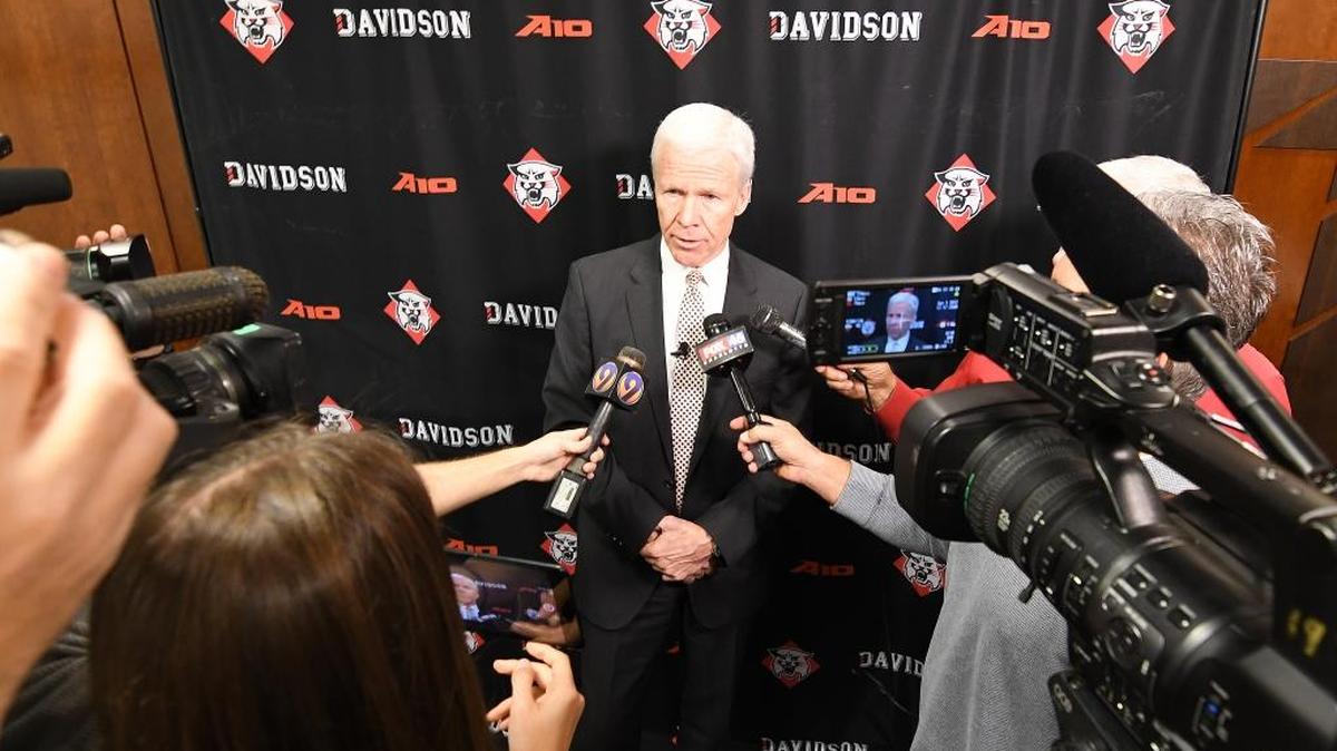 Davidson men’s basketball coach Bob McKillop answers questions during the Wildcats’ media day at Belk Arena on Tuesday. Davidson will open the 2016-17 season Nov. 12, hosting former Southern Conference rival Appalachian State.