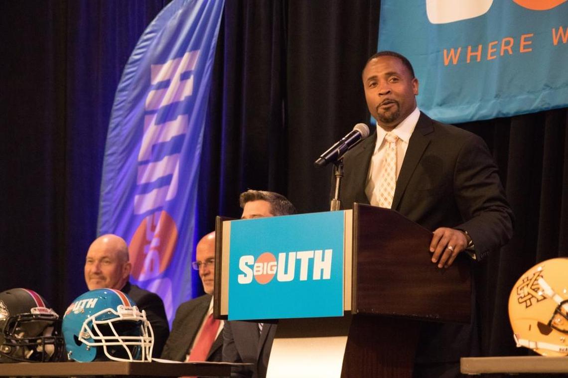 It was homecoming for former Carolina Panthers safety Mike Minter on Tuesday. Minter, who is entering his fifth season as the football coach at Campbell, spoke at Big South Media Day in the Marriott Center City hotel.