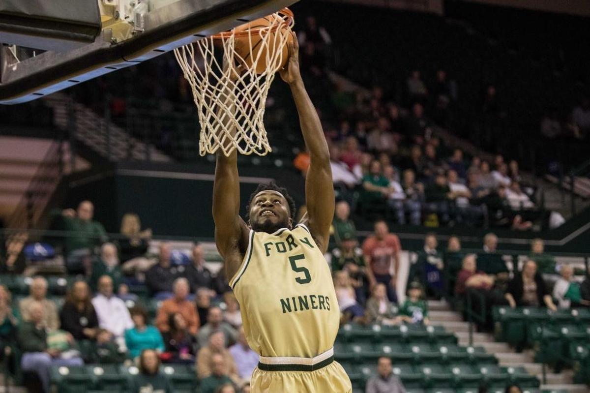 On Senior Night, Charlotte 49ers guard Austin Ajukwa scored 23 in his college finale, including a second-half stretch during which he scored 12 consecutive points. Charlotte beat Florida Atlantic 85-78 Saturday at Halton Arena, snapping a 15-game losing streak.