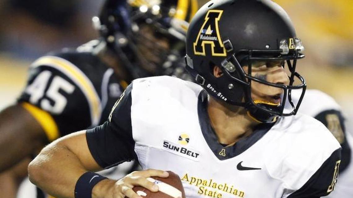 Appalachian State quarterback Taylor Lamb threw for 242 yards, four touchdowns and rushed for 87 yards in the Mountaineers’ 63-14 Sun Belt Conference victory over Louisiana on Saturday in Boone.