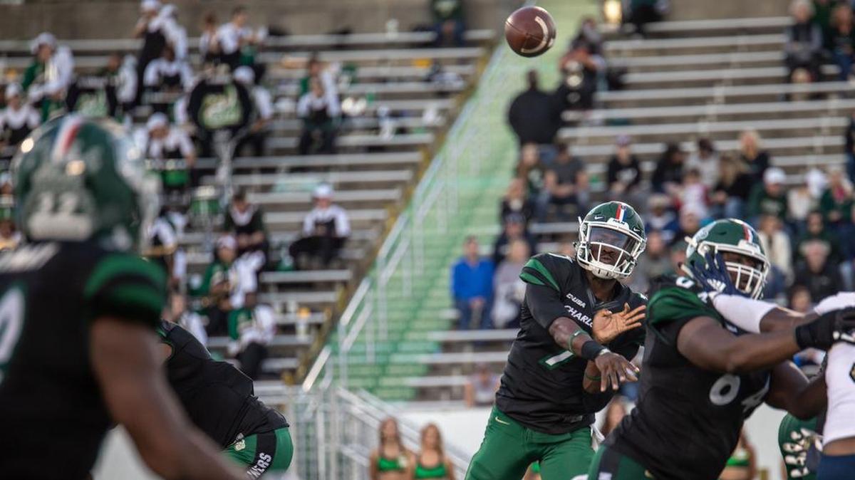 Making his first start of the season, senior quarterback Hasaan Klugh completed 16-of-22 passes for 253 yards and a touchdown in the Charlotte 49ers’ 42-35 loss to Florida International on Saturday at Richardson Stadium.
