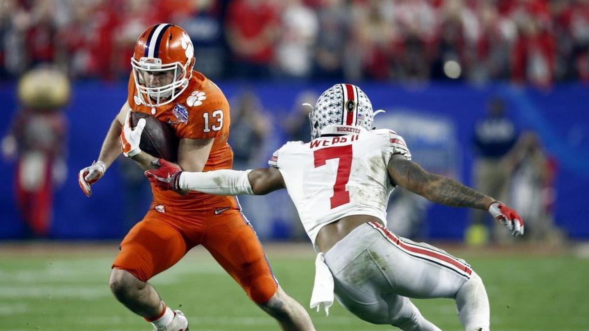 Clemson wide receiver Hunter Renfrow, left, has evolved from a walk-on, to a scholarship player, to a title-game difference maker. He’s very much on Alabama’s radar.
